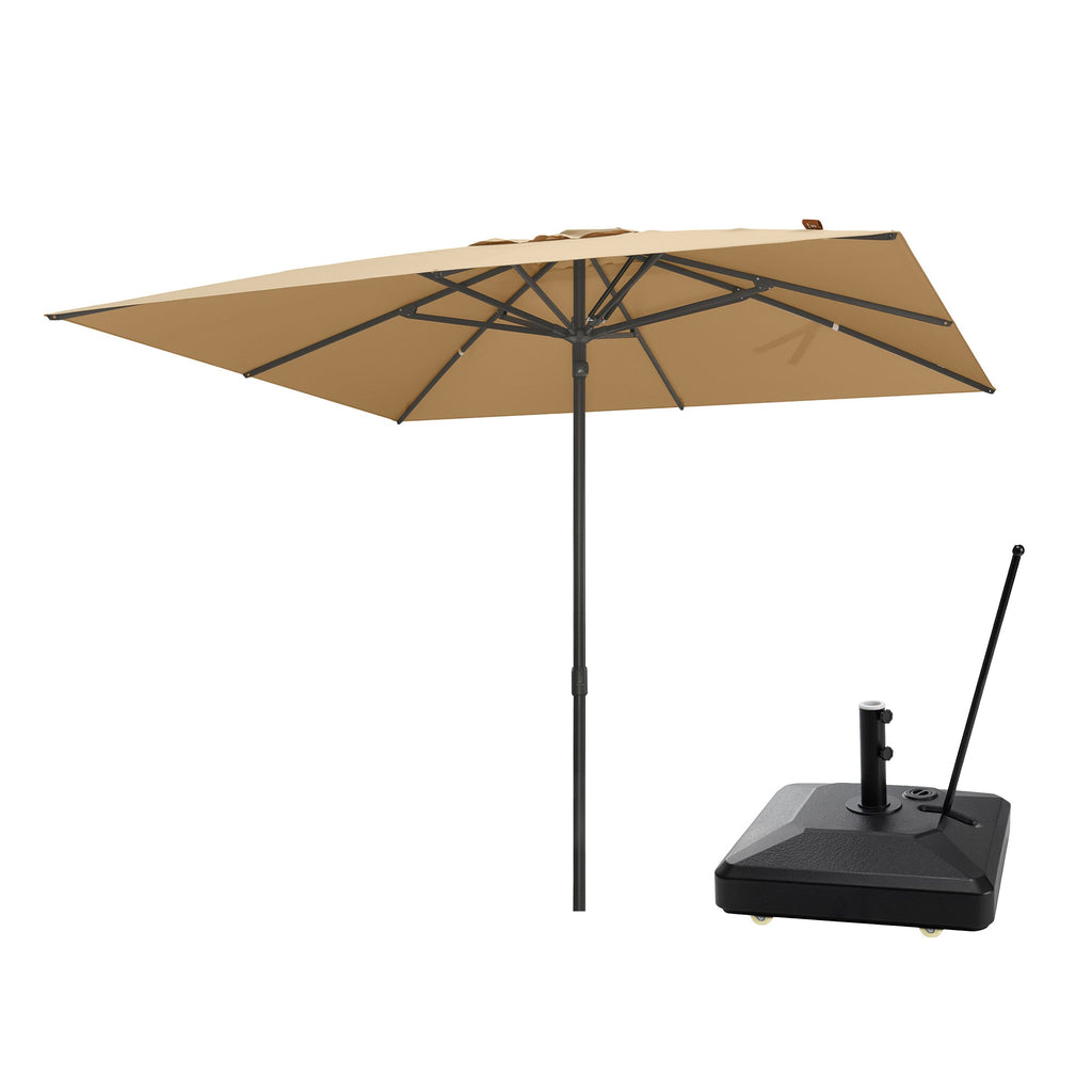 PURPLE LEAF Luxury Market Patio Umbrella, Hydraulic Lift System, Umbrella Base with Wheels
