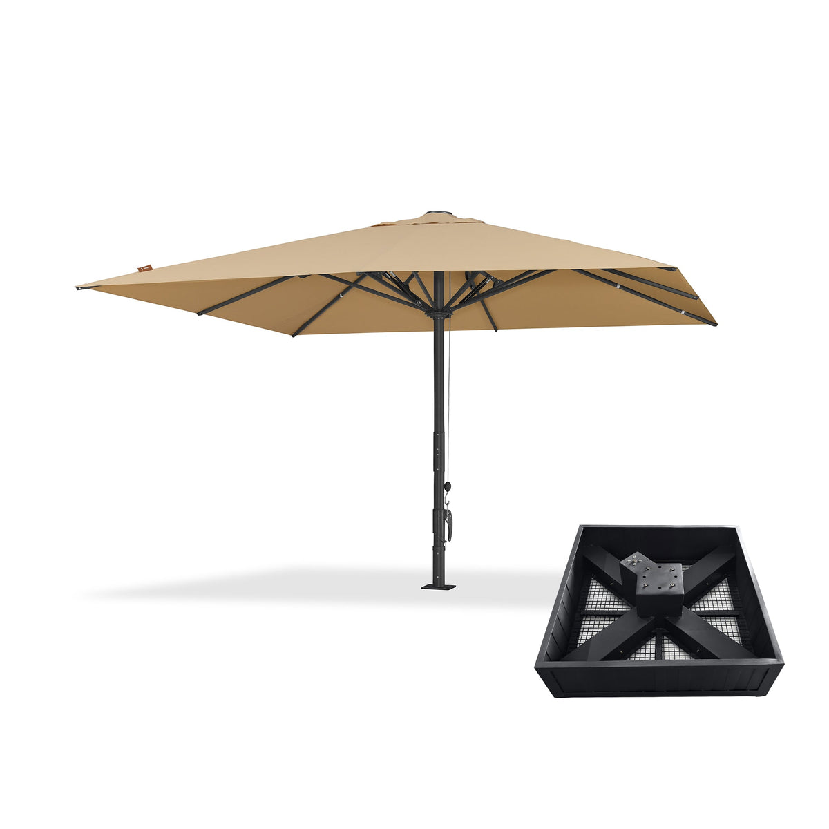 PURPLE LEAF Luxury Market Patio Umbrella, Hydraulic Lift System, Umbrella Base with Wheels