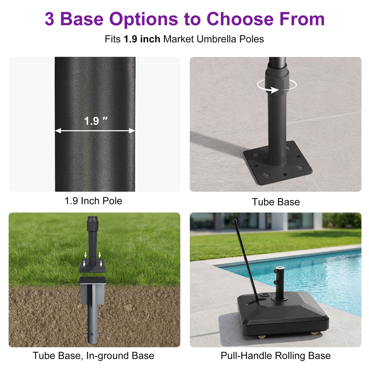PURPLE LEAF Luxury Market Umbrella Heavy-Duty Commercial Hydraulic Semi-Automatic Patio Umbrella