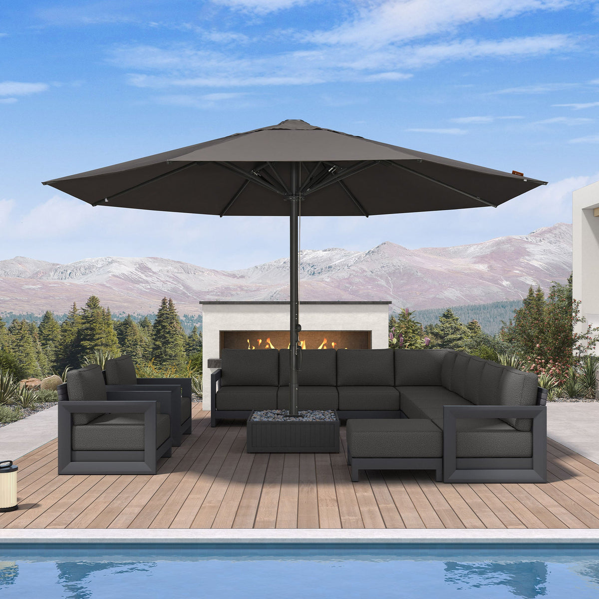 PURPLE LEAF Luxury Market Umbrella Heavy-Duty Commercial Hydraulic Semi-Automatic Patio Umbrella