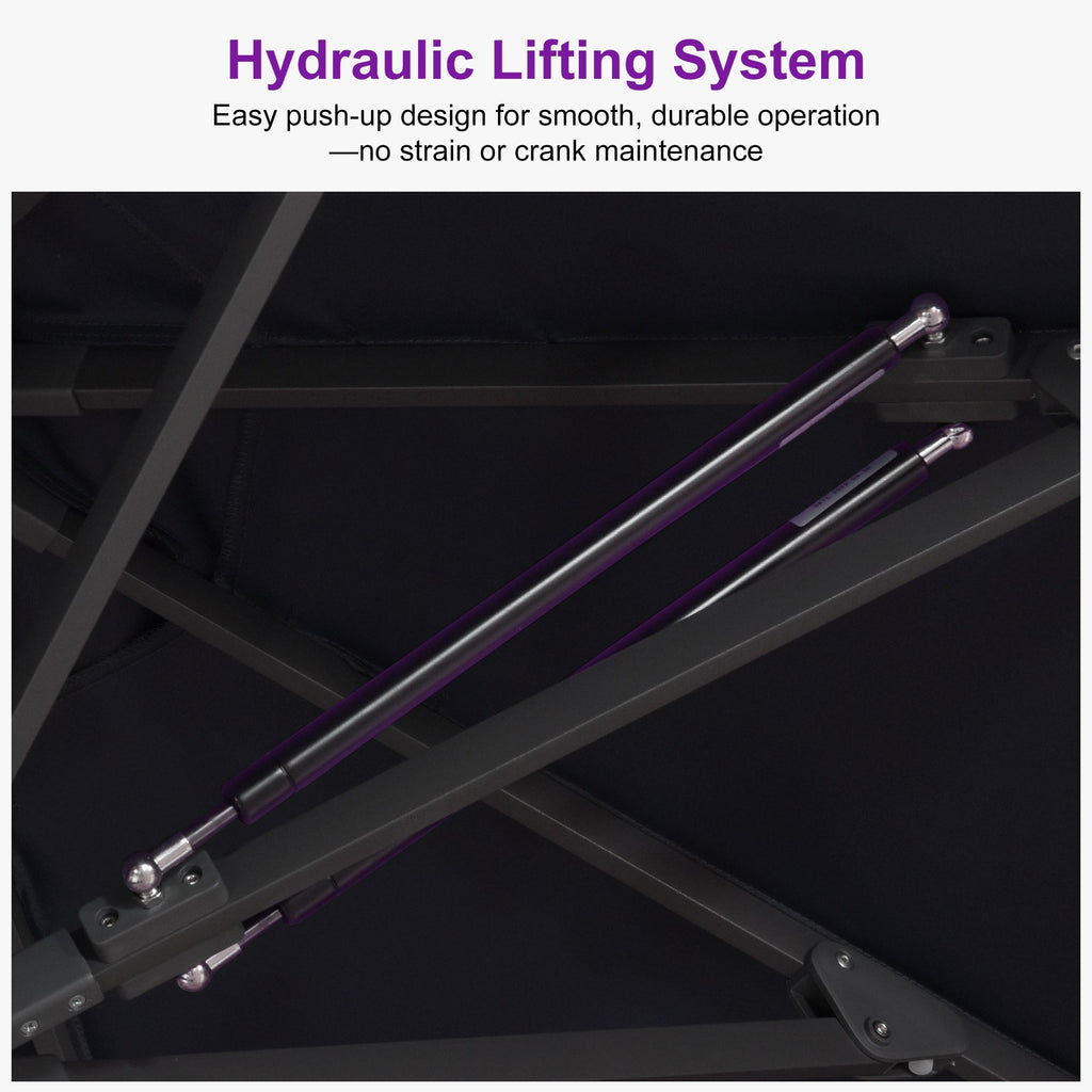 PURPLE LEAF Luxury Market Patio Umbrella, Hydraulic Lift System, Umbrella Base with Wheels