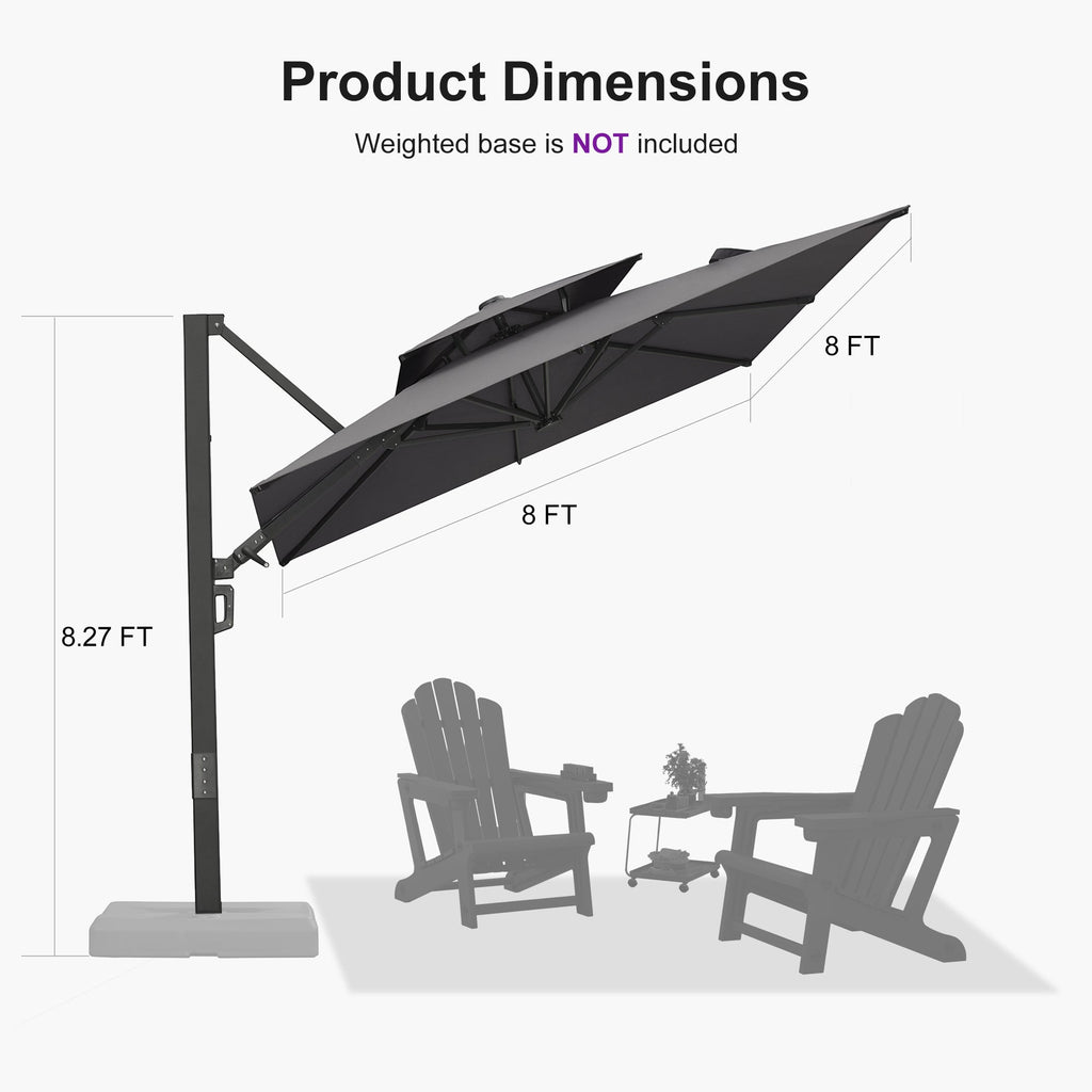 PURPLE LEAF – Parasol de terrasse déporté avec structure métallique Charcoal et toile ventilée pour cour et jardin