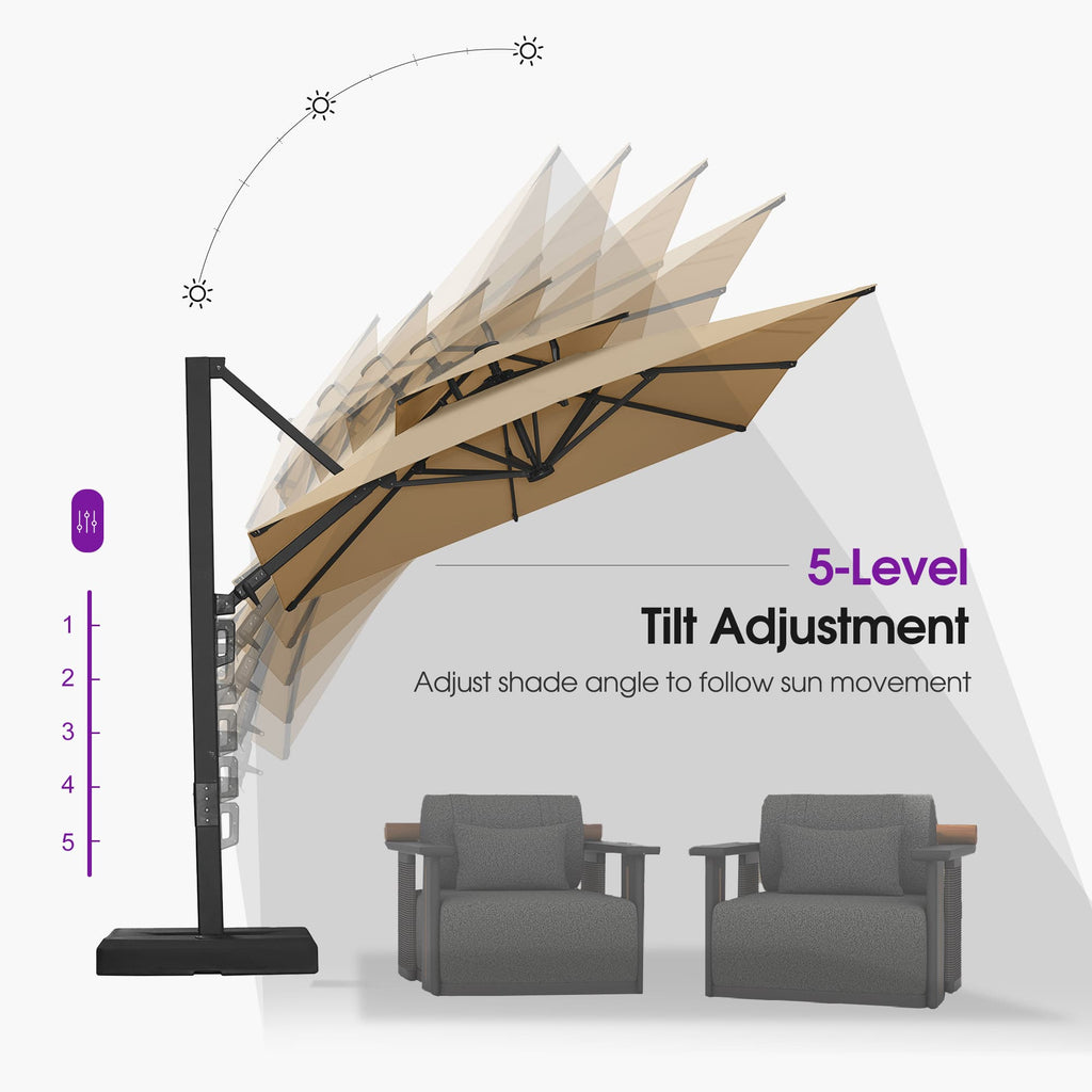 PURPLE LEAF – Parasol de terrasse déporté avec structure métallique Charcoal et toile ventilée pour cour et jardin