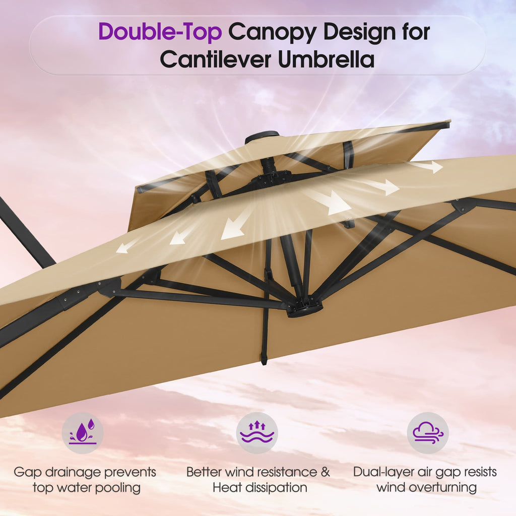 PURPLE LEAF – Parasol de terrasse déporté avec structure métallique Charcoal et toile ventilée pour cour et jardin