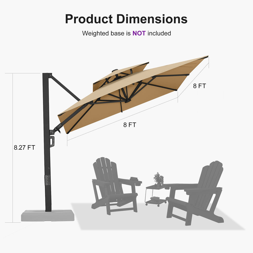 PURPLE LEAF – Parasol de terrasse déporté avec structure métallique Charcoal et toile ventilée pour cour et jardin