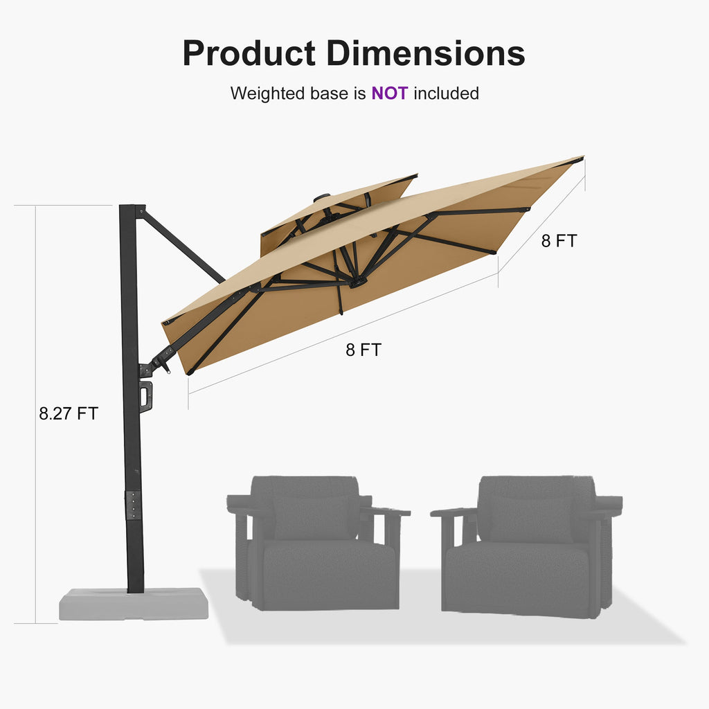 PURPLE LEAF – Parasol de terrasse déporté avec structure métallique Charcoal et toile ventilée pour cour et jardin