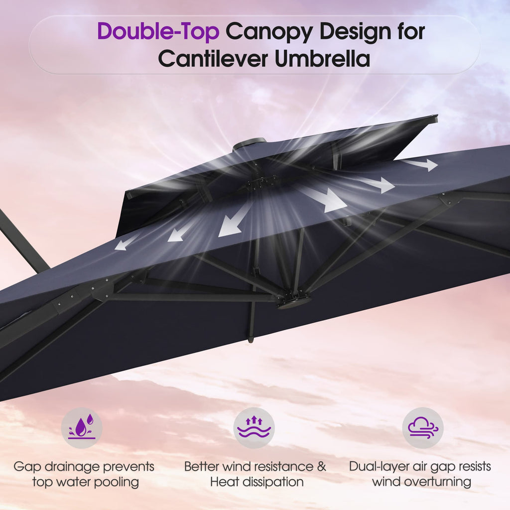 PURPLE LEAF – Parasol de terrasse déporté avec structure métallique Charcoal et toile ventilée pour cour et jardin