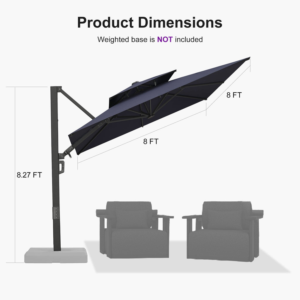 PURPLE LEAF – Parasol de terrasse déporté avec structure métallique Charcoal et toile ventilée pour cour et jardin