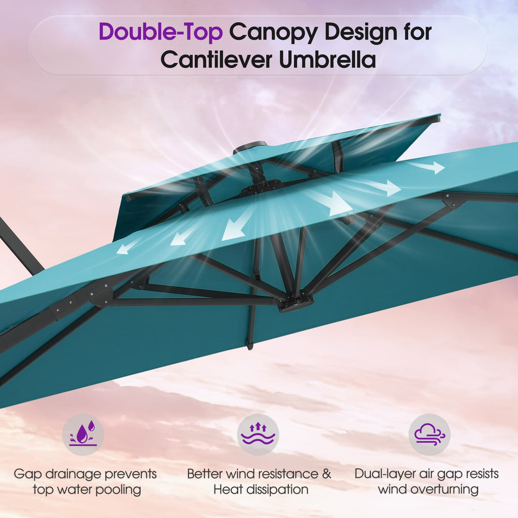 PURPLE LEAF – Parasol de terrasse déporté avec structure métallique Charcoal et toile ventilée pour cour et jardin