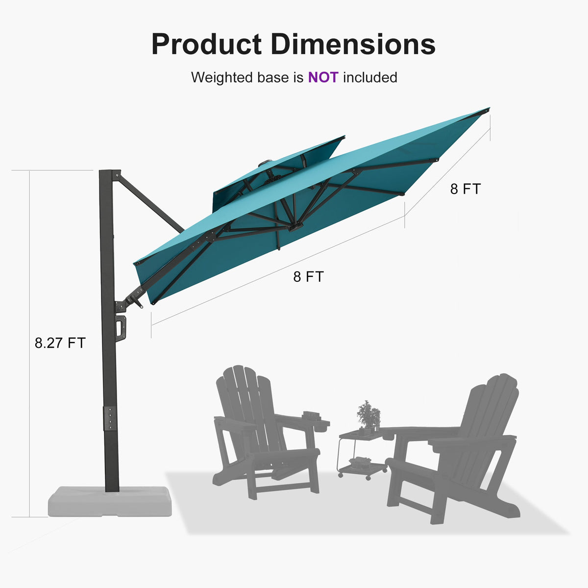 PURPLE LEAF – Parasol de terrasse déporté avec structure métallique Charcoal et toile ventilée pour cour et jardin