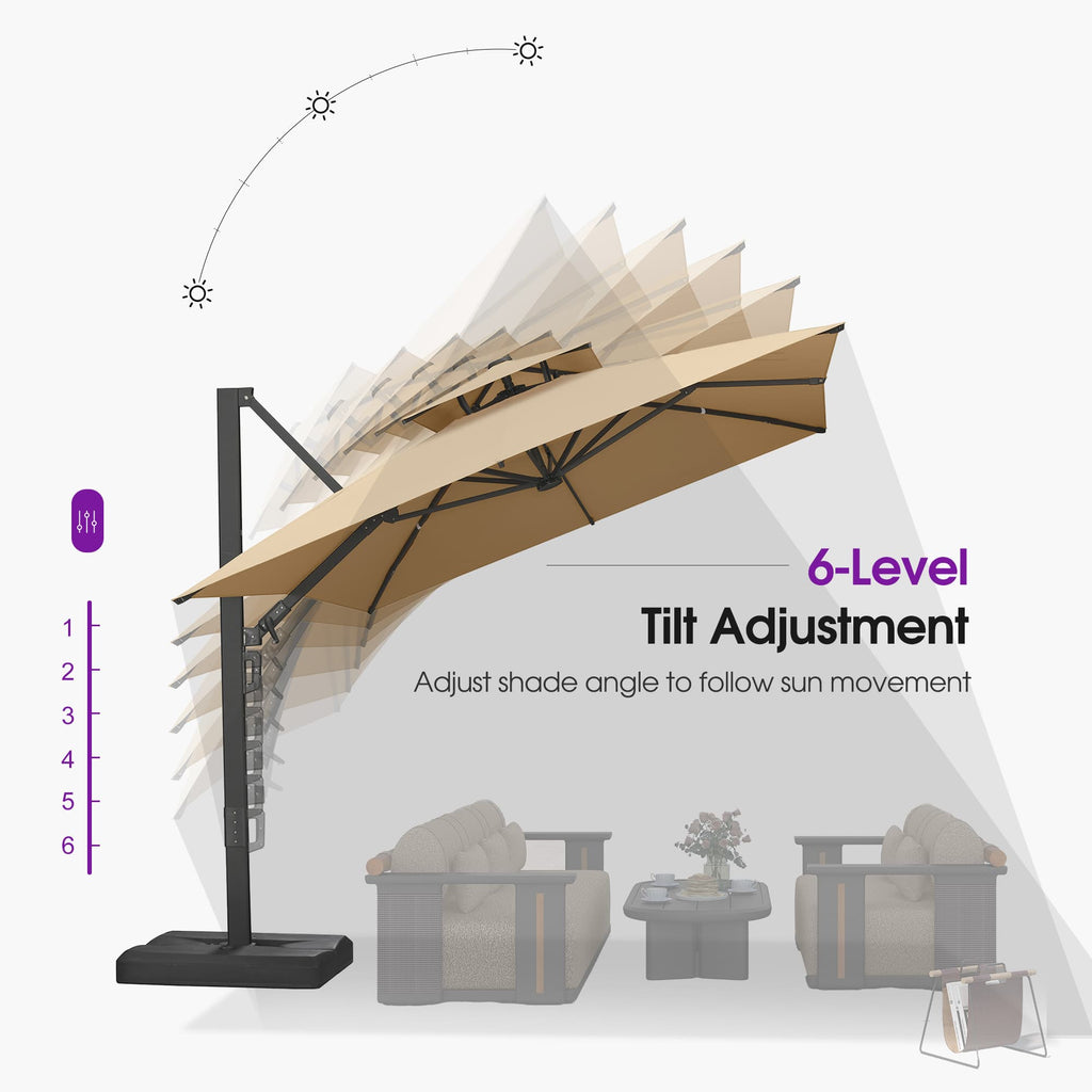 PURPLE LEAF – Parasol de terrasse déporté avec structure métallique Charcoal et toile ventilée pour cour et jardin