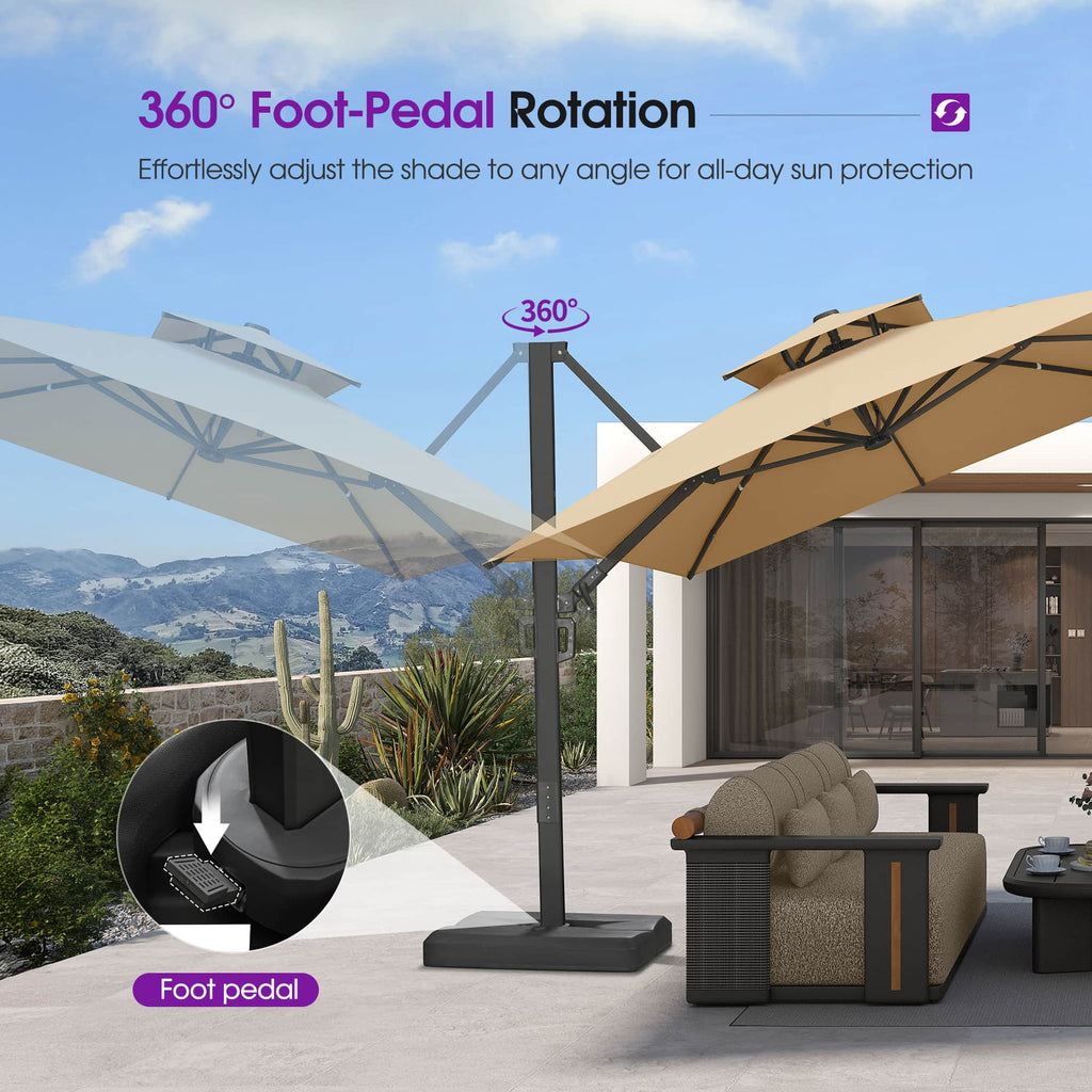 PURPLE LEAF – Parasol de terrasse déporté avec structure métallique Charcoal et toile ventilée pour cour et jardin