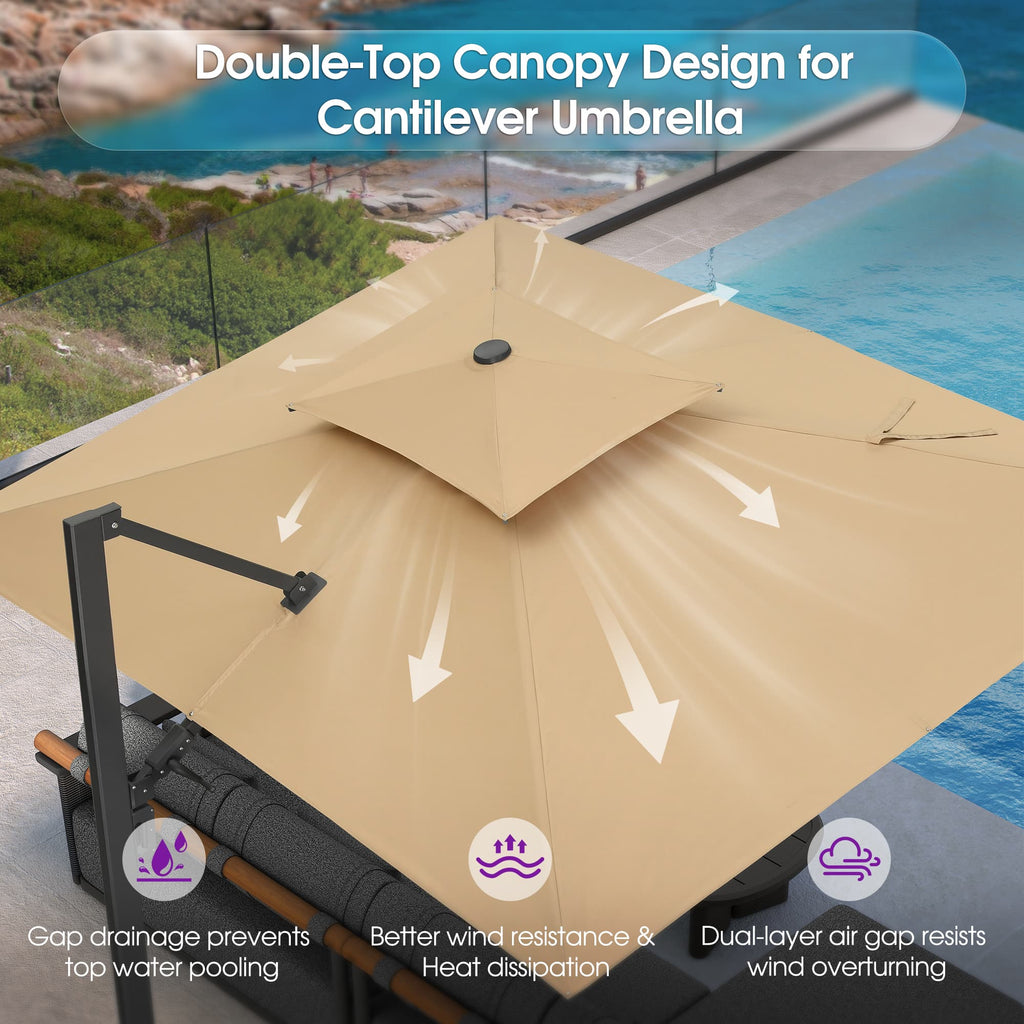 PURPLE LEAF – Parasol de terrasse déporté avec structure métallique Charcoal et toile ventilée pour cour et jardin