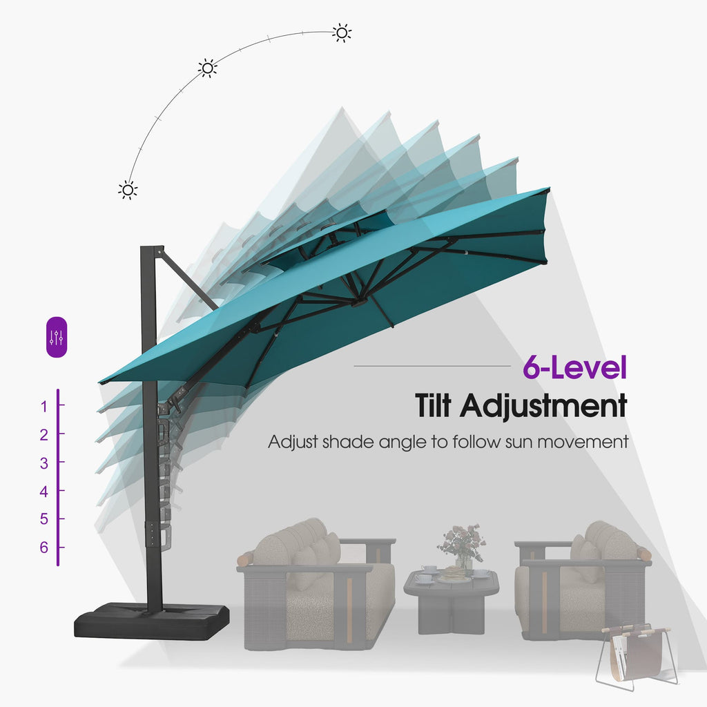 PURPLE LEAF – Parasol de terrasse déporté avec structure métallique Charcoal et toile ventilée pour cour et jardin