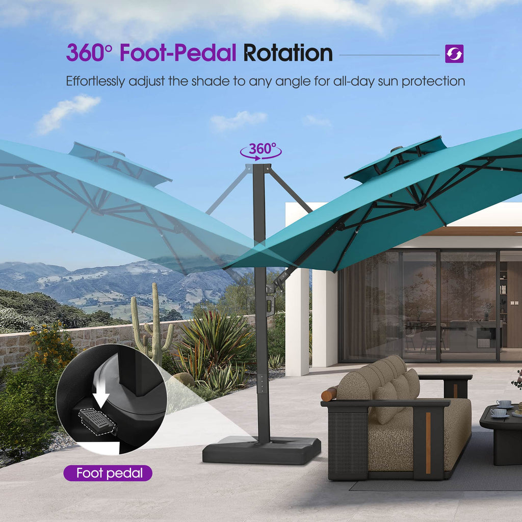 PURPLE LEAF – Parasol de terrasse déporté avec structure métallique Charcoal et toile ventilée pour cour et jardin