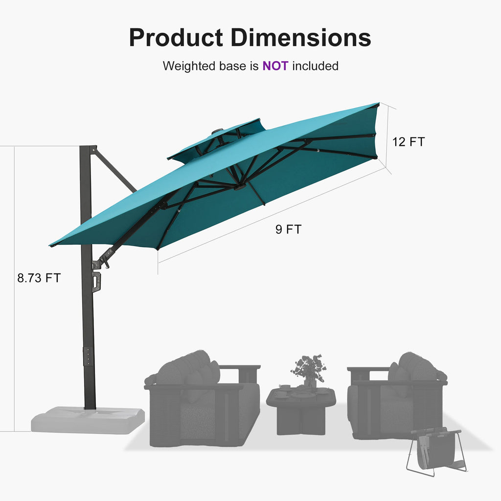 PURPLE LEAF – Parasol de terrasse déporté avec structure métallique Charcoal et toile ventilée pour cour et jardin