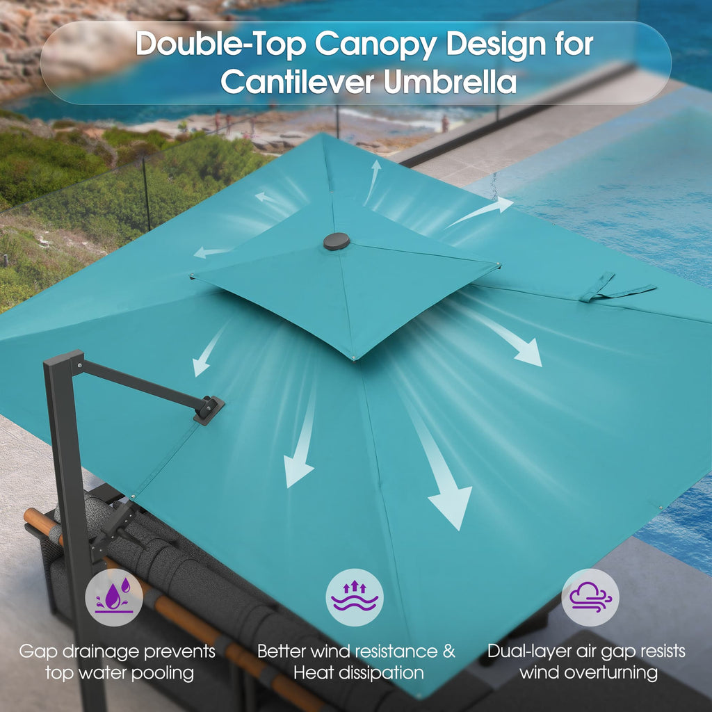 PURPLE LEAF – Parasol de terrasse déporté avec structure métallique Charcoal et toile ventilée pour cour et jardin