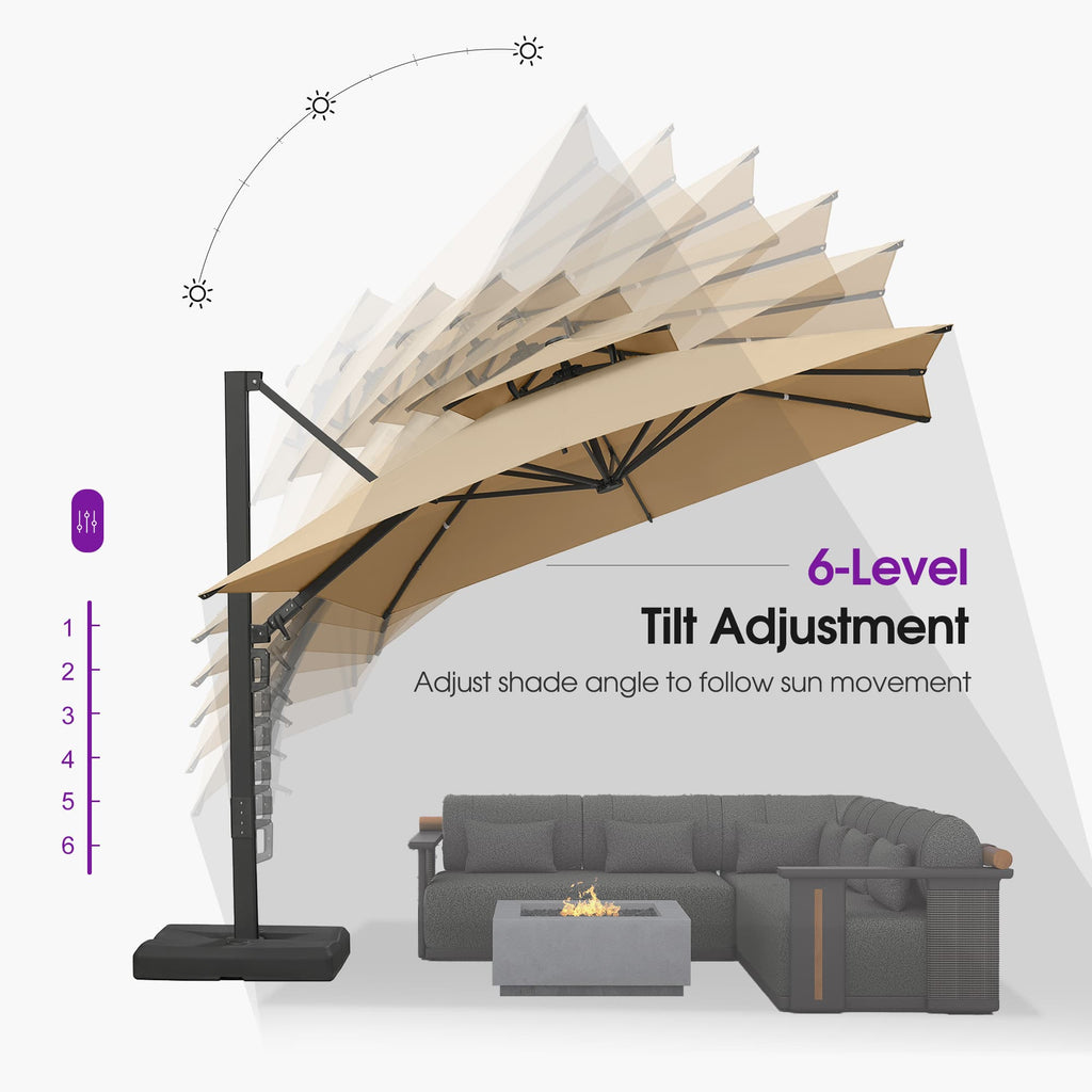 PURPLE LEAF – Parasol de terrasse déporté avec structure métallique Charcoal et toile ventilée pour cour et jardin