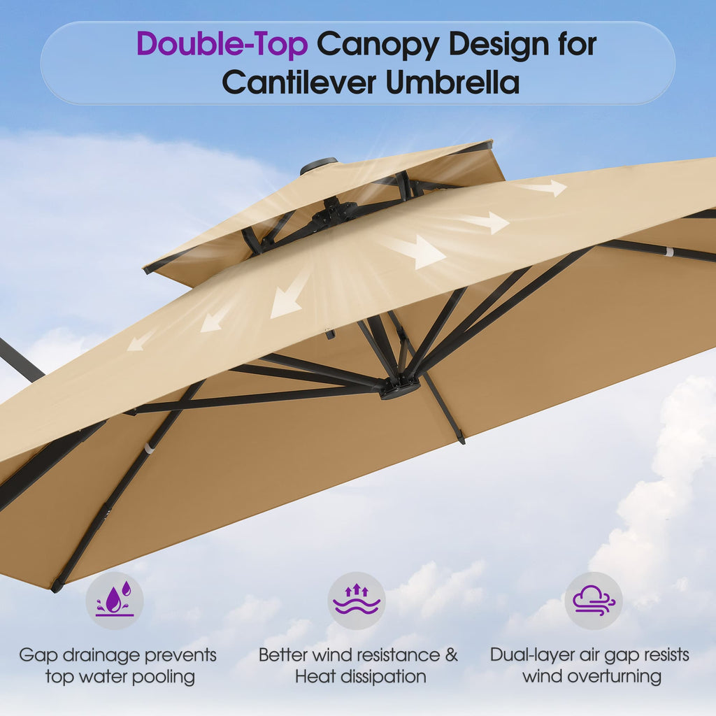 PURPLE LEAF – Parasol de terrasse déporté avec structure métallique Charcoal et toile ventilée pour cour et jardin
