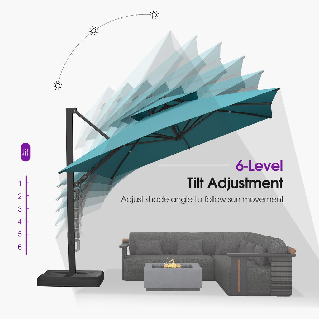 PURPLE LEAF – Parasol de terrasse déporté avec structure métallique Charcoal et toile ventilée pour cour et jardin