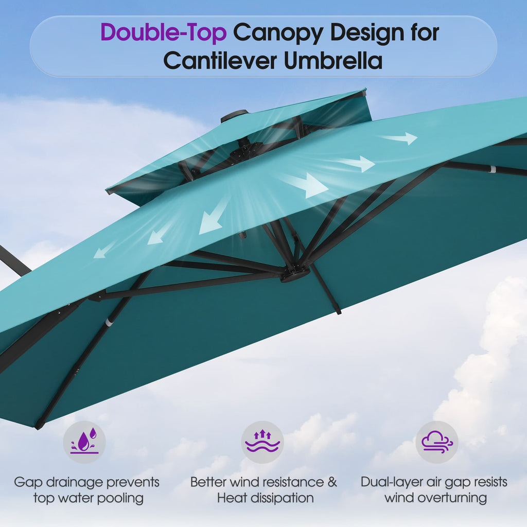 PURPLE LEAF – Parasol de terrasse déporté avec structure métallique Charcoal et toile ventilée pour cour et jardin