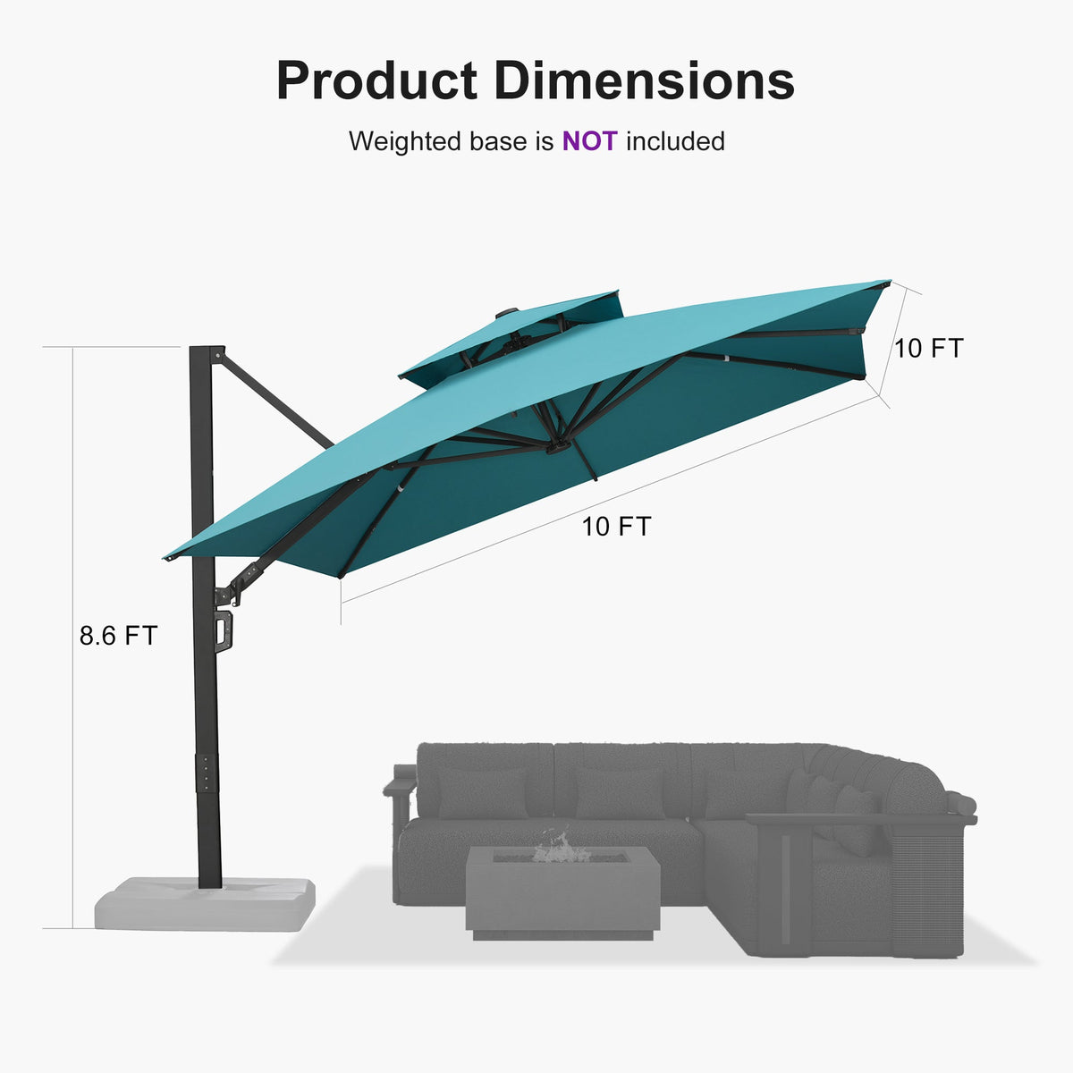 PURPLE LEAF – Parasol de terrasse déporté avec structure métallique Charcoal et toile ventilée pour cour et jardin
