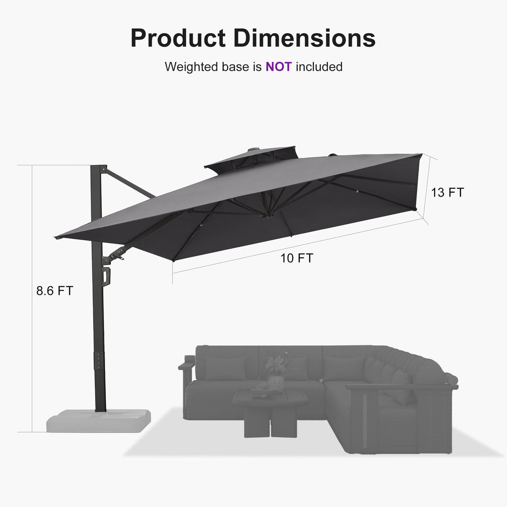 PURPLE LEAF – Parasol de terrasse déporté avec structure métallique Charcoal et toile ventilée pour cour et jardin