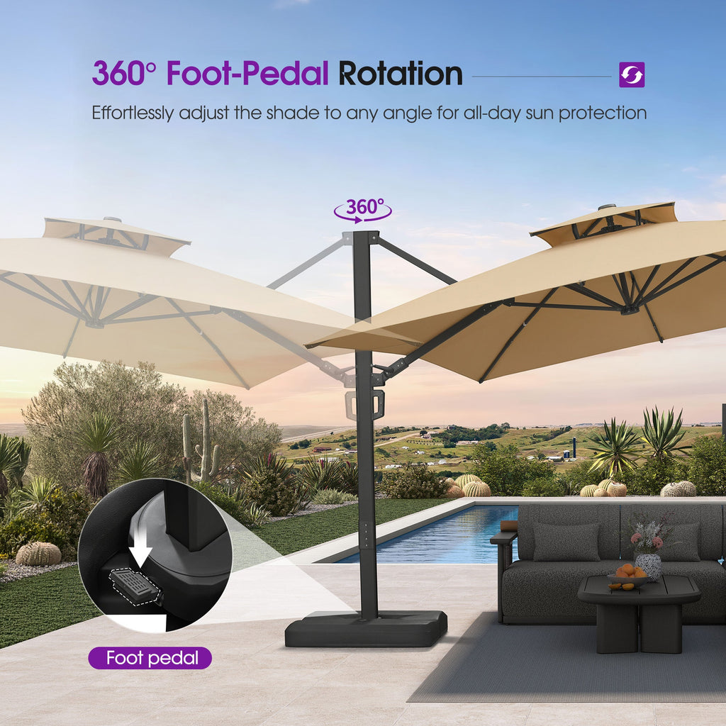 PURPLE LEAF – Parasol de terrasse déporté avec structure métallique Charcoal et toile ventilée pour cour et jardin