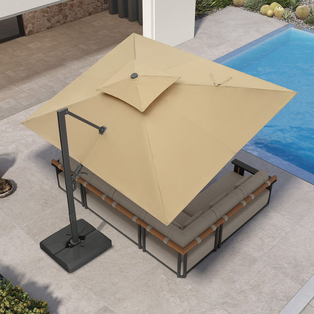 PURPLE LEAF – Parasol de terrasse déporté avec structure métallique Charcoal et toile ventilée pour cour et jardin