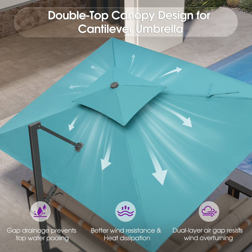 PURPLE LEAF – Parasol de terrasse déporté avec structure métallique Charcoal et toile ventilée pour cour et jardin
