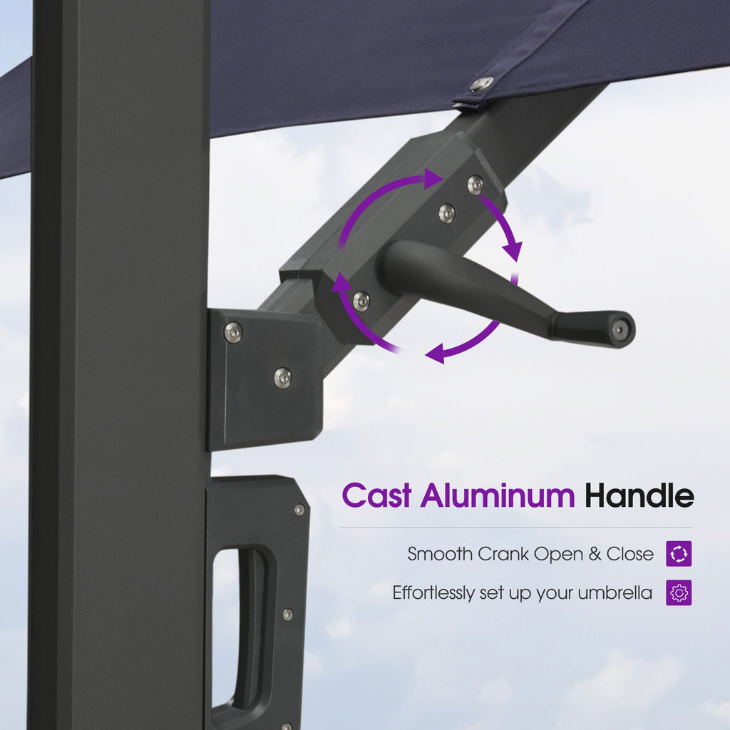 PURPLE LEAF – Parasol de terrasse déporté avec structure métallique Charcoal et toile ventilée pour cour et jardin