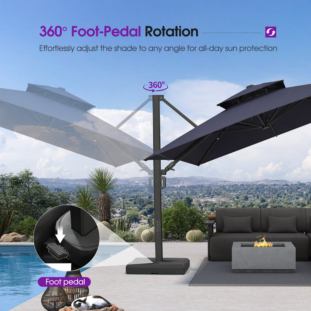 PURPLE LEAF – Parasol de terrasse déporté avec structure métallique Charcoal et toile ventilée pour cour et jardin