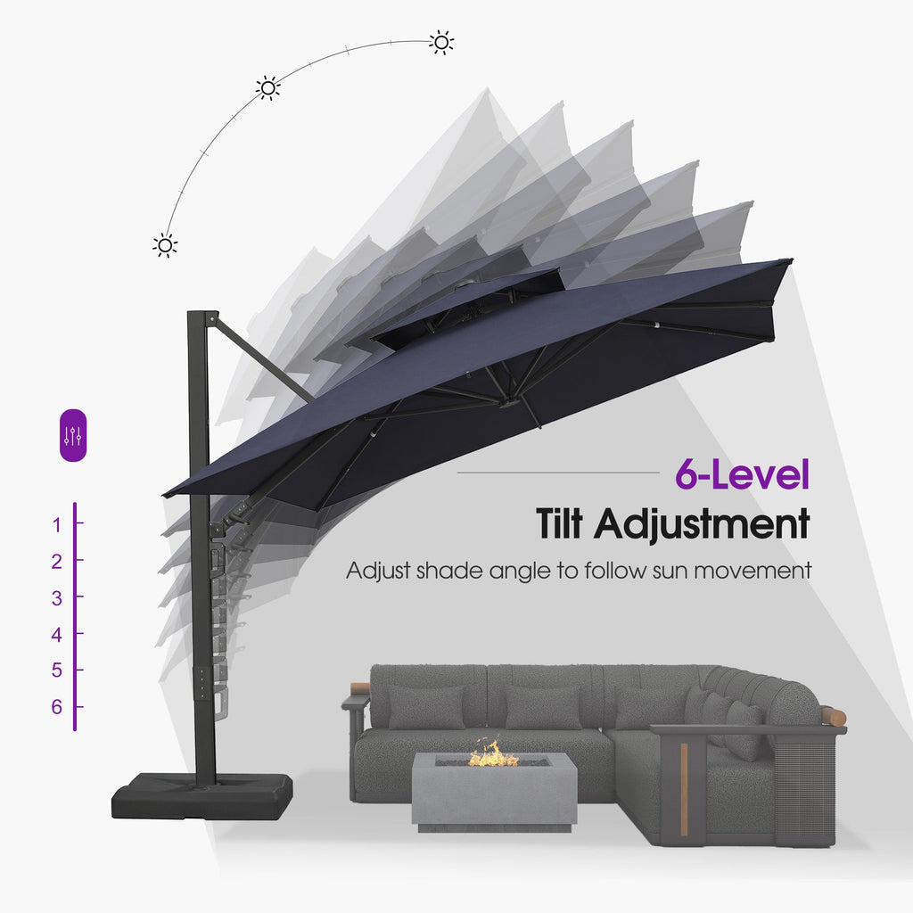 PURPLE LEAF – Parasol de terrasse déporté avec structure métallique Charcoal et toile ventilée pour cour et jardin