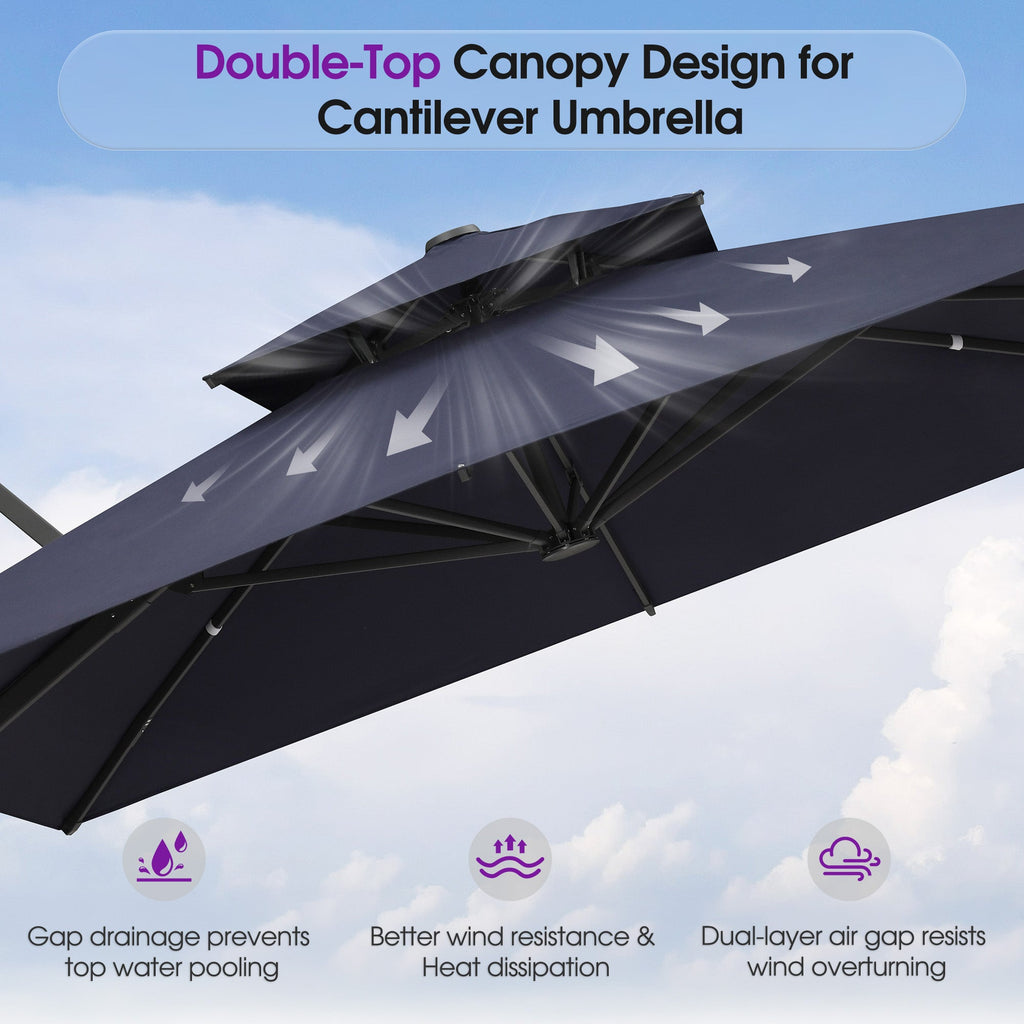 PURPLE LEAF – Parasol de terrasse déporté avec structure métallique Charcoal et toile ventilée pour cour et jardin
