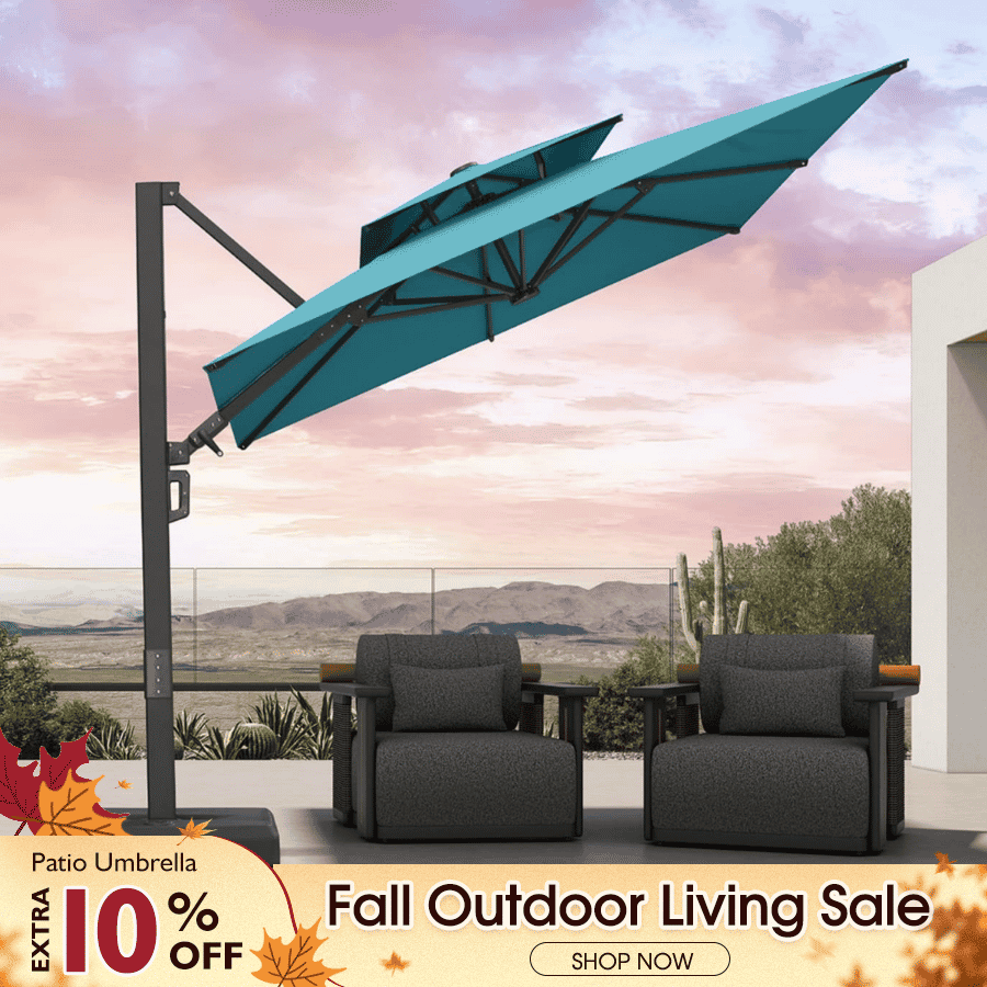 PURPLE LEAF – Parasol de terrasse déporté avec structure métallique Charcoal et toile ventilée pour cour et jardin