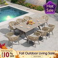 PURPLE LEAF 7/9/11 Pieces Outdoor Dining Set Aluminum Table & Wicker Rattan Chairs Modern Patio Furniture Set for Deck