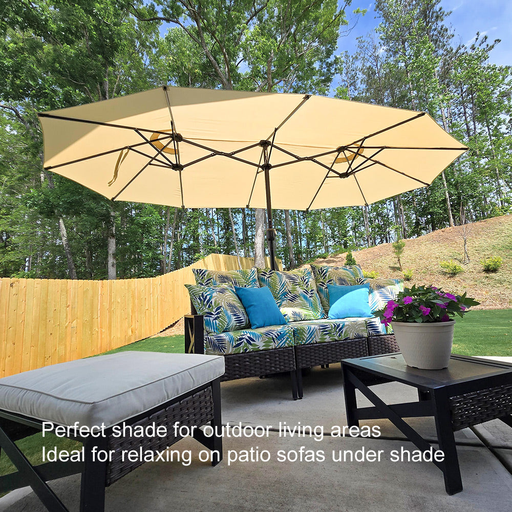 PURPLE LEAF Double Sided Patio Umbrella with Light Large Market Umbrellas with Base