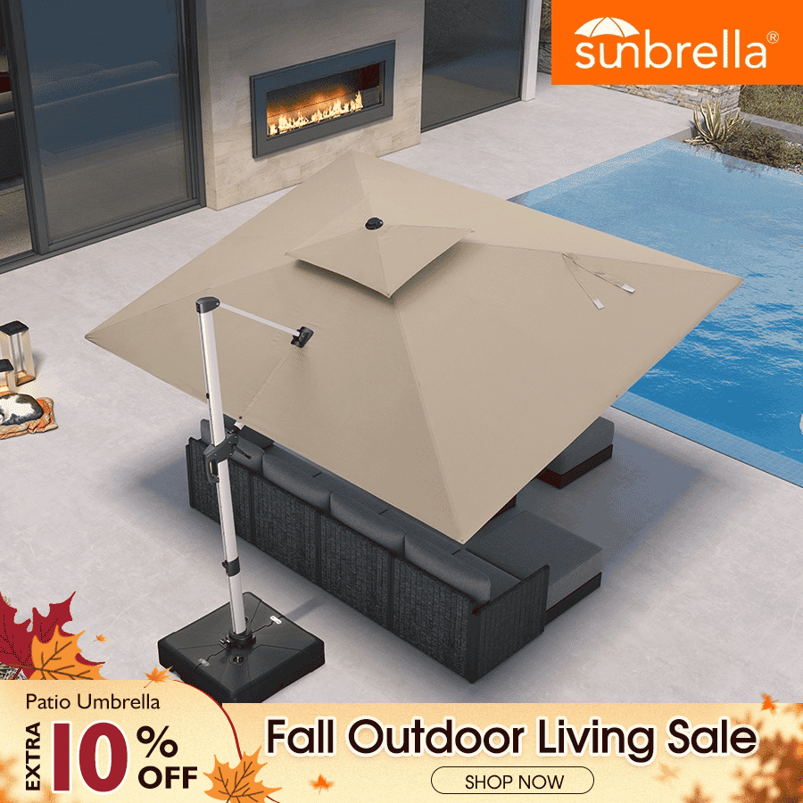 PURPLE LEAF – Parasol de terrasse Premium Classic SUNBRELLA déporté