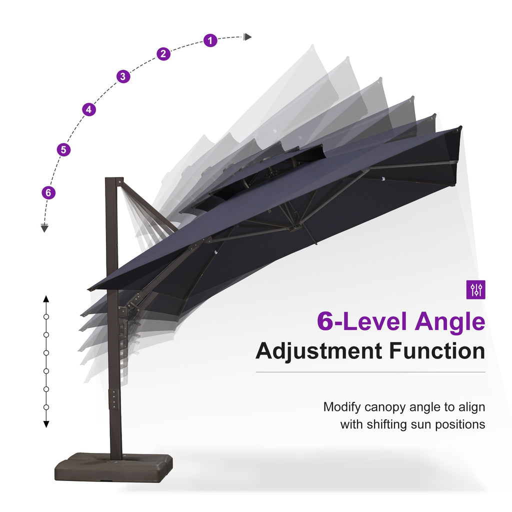 PURPLE LEAF Provence Series Offset Cantilever Patio Umbrella with Bronze Aluminum Frame, Vented Canopy for Deck, Pool and Café