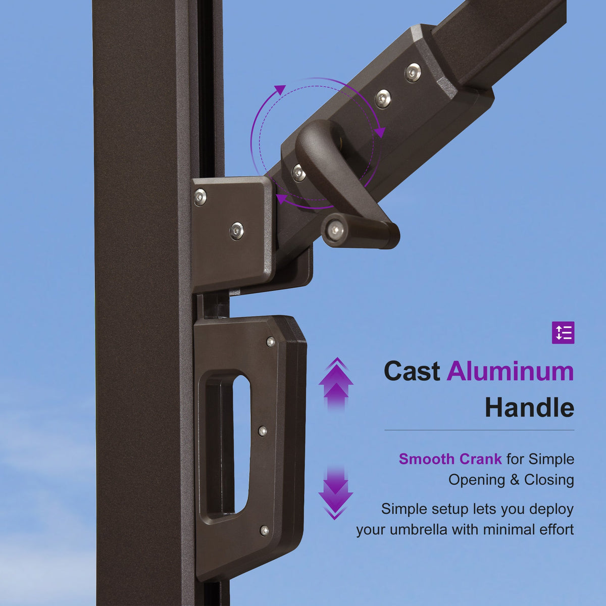 PURPLE LEAF Provence Series Offset Cantilever Patio Umbrella with Bronze Aluminum Frame, Vented Canopy for Deck, Pool and Café