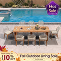 PURPLE LEAF 7/9/11 Pieces Patio Dining Set with Sunbrella Cushions All-Weather Wicker Patio Table and Chairs for Deck, Garden