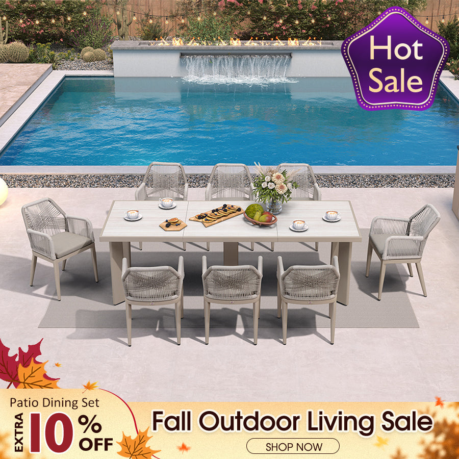 PURPLE LEAF Outdoor Dining Set with Sunbrella Cushions wicker patio table set  for Kitchen Deck Garden Outdoor Furniture Sets