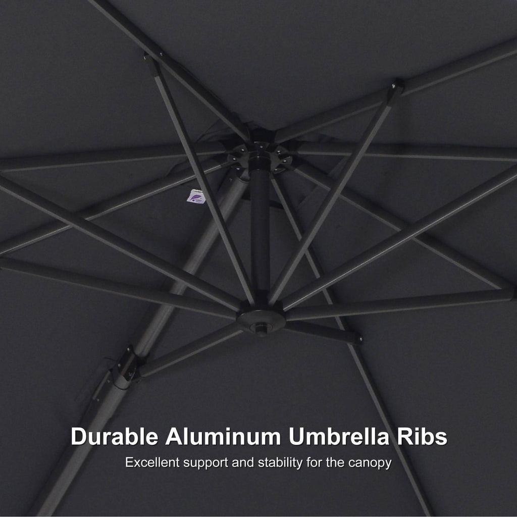 PURPLE LEAF 8 x 8 ft Swimming Pool Umbrella Outdoor Patio Cantilever Umbrella with Base