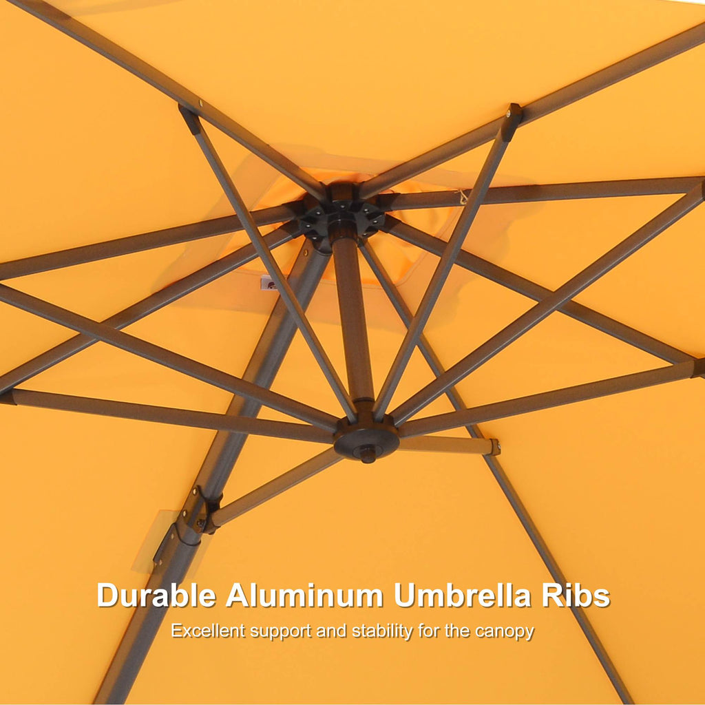 PURPLE LEAF 8 x 8 ft Swimming Pool Umbrella Outdoor Patio Cantilever Umbrella with Base