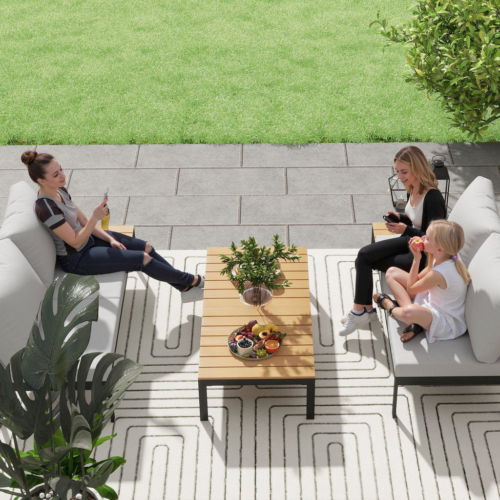 4 Piece L-Shaped Garden Furniture Set with 2 Coffee Tables, Teak