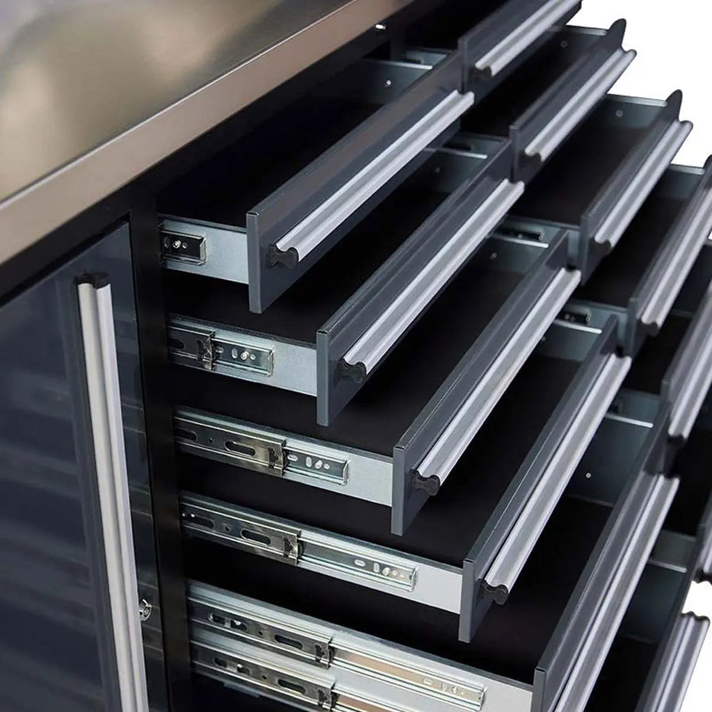 TMG Heavy Series™ 7-Ft 12-Drawer Workbench with Stainless Steel Top, Ball Bearing Double Slides & Casters TMG-WB712