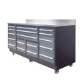 TMG Heavy Series™ 7-Ft 17-Drawer Workbench with Stainless Steel Top, Ball Bearing Double Slides & Casters TMG-WB717