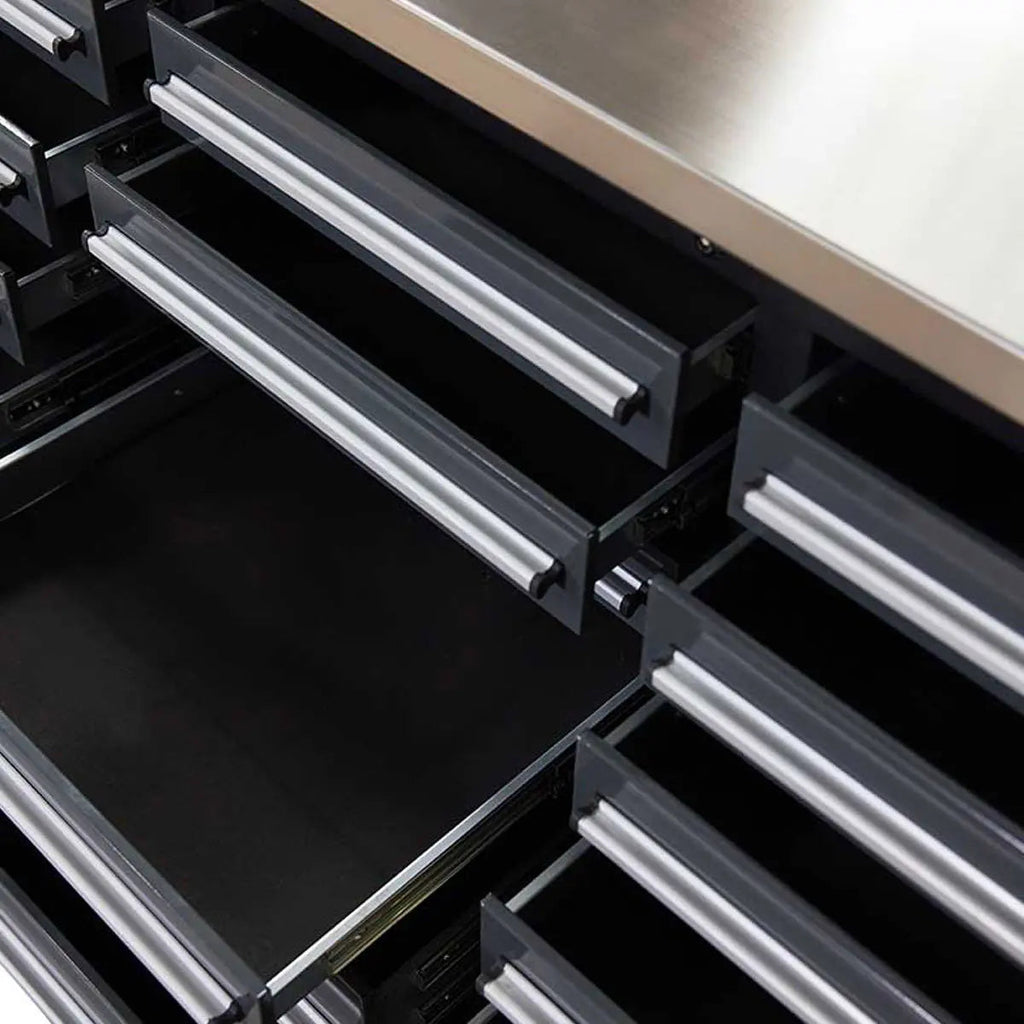 TMG Heavy Series™ 7-Ft 24-Drawer Workbench with Stainless Steel Top, Ball Bearing Double Slides & Casters TMG-WB724