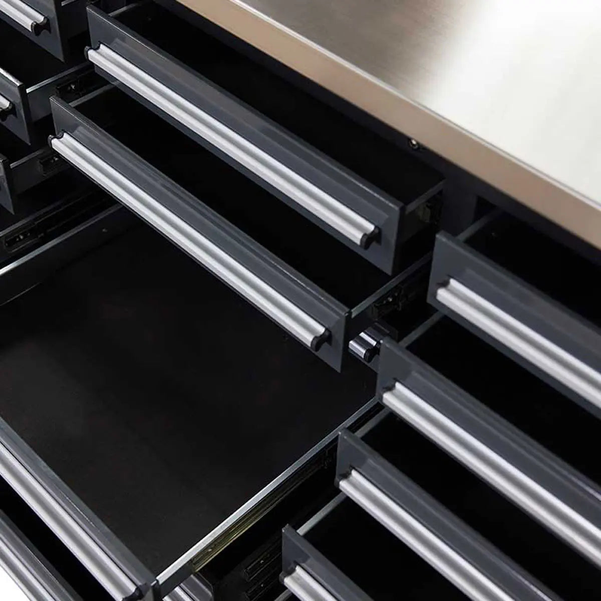 TMG Heavy Series™ 7-Ft 24-Drawer Workbench with Stainless Steel Top, Ball Bearing Double Slides & Casters TMG-WB724