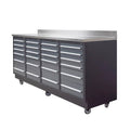TMG Heavy Series™ 7-Ft 24-Drawer Workbench with Stainless Steel Top, Ball Bearing Double Slides & Casters TMG-WB724
